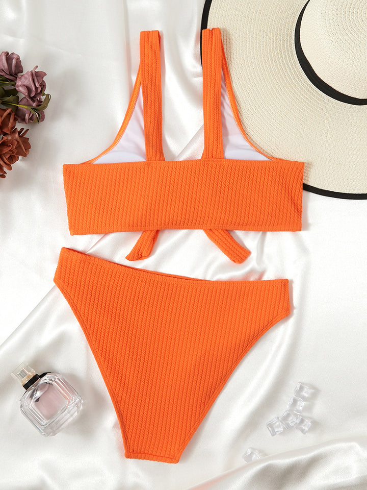 Dame Rip-Crop-Top-Bikini-Sæt Stilla