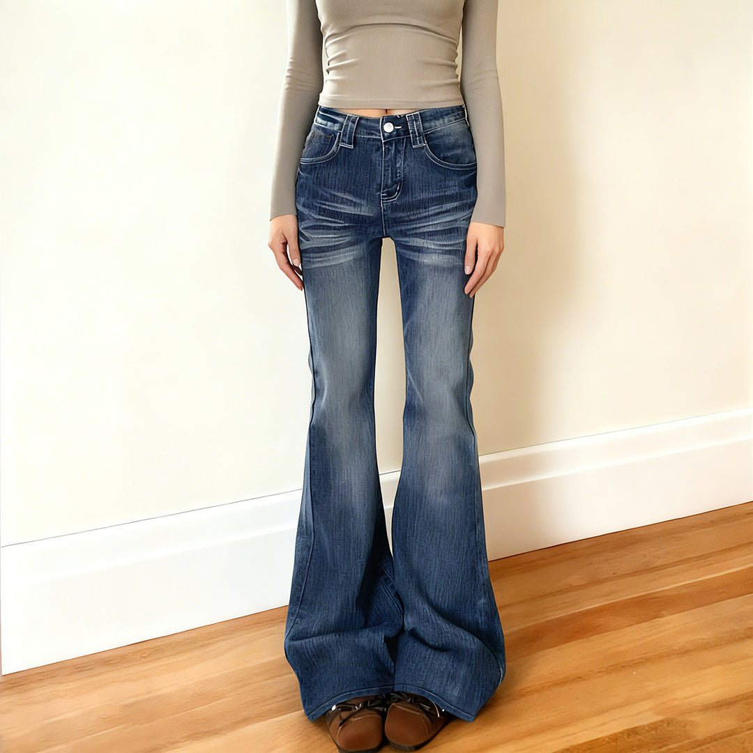 Dame Flared Jeans i afslappet vintage-stil med høj talje og stilige vasker Skovae