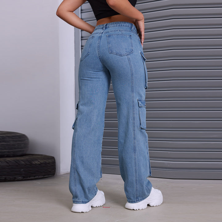Dame Cargo-Jeans med praktisk lomme-design og afslappet pasform Stilla