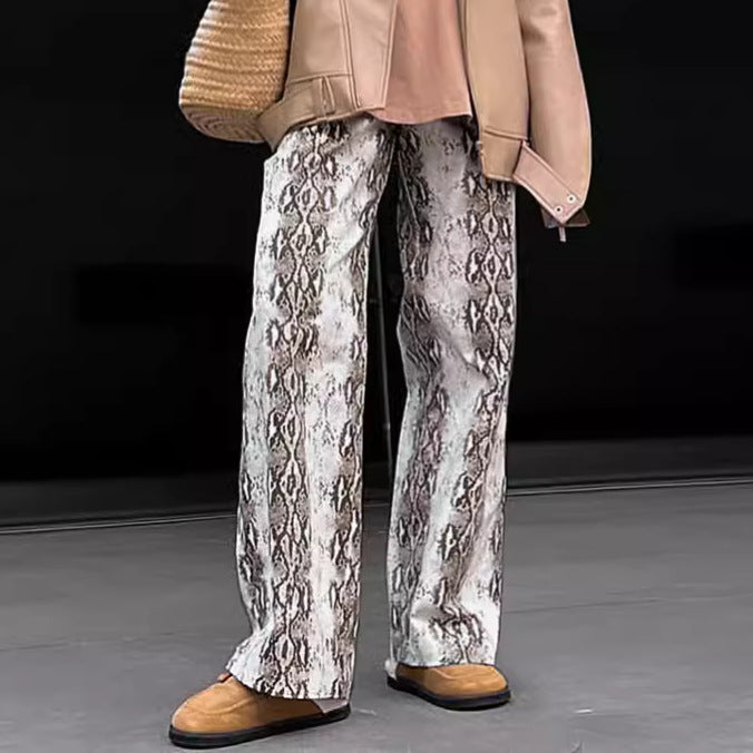 Dame Slangeprint Palazzo-Bukser Stilla
