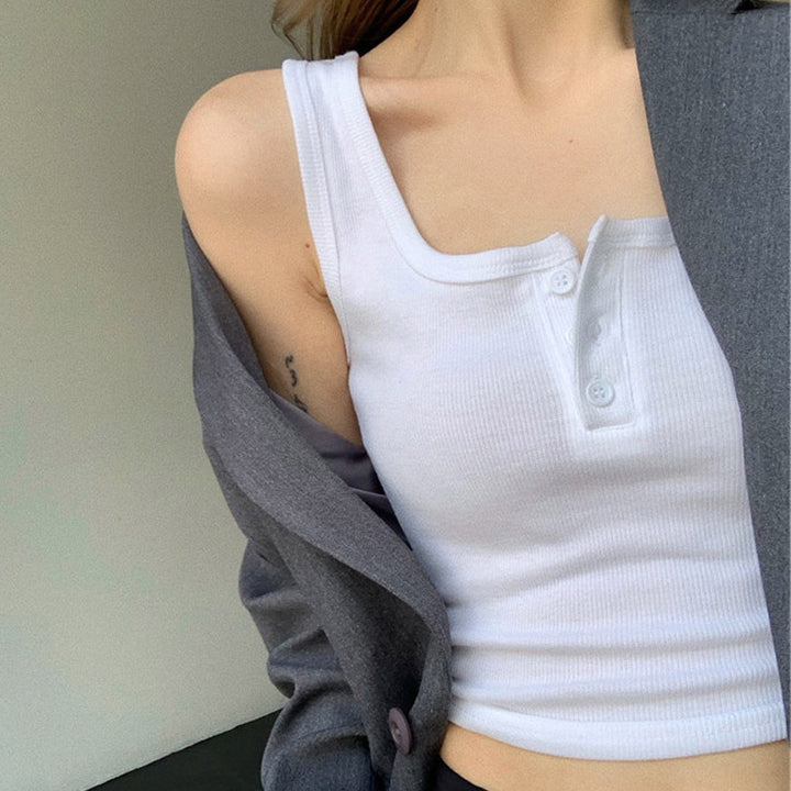 Femme Ribbede Henley Tanktop Stilla