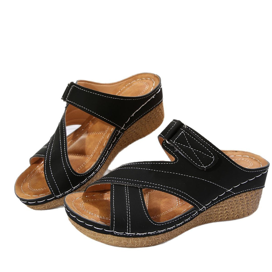 Dame Wedge-sandaler med justerbar velcro og innovativt fodseng Stilla