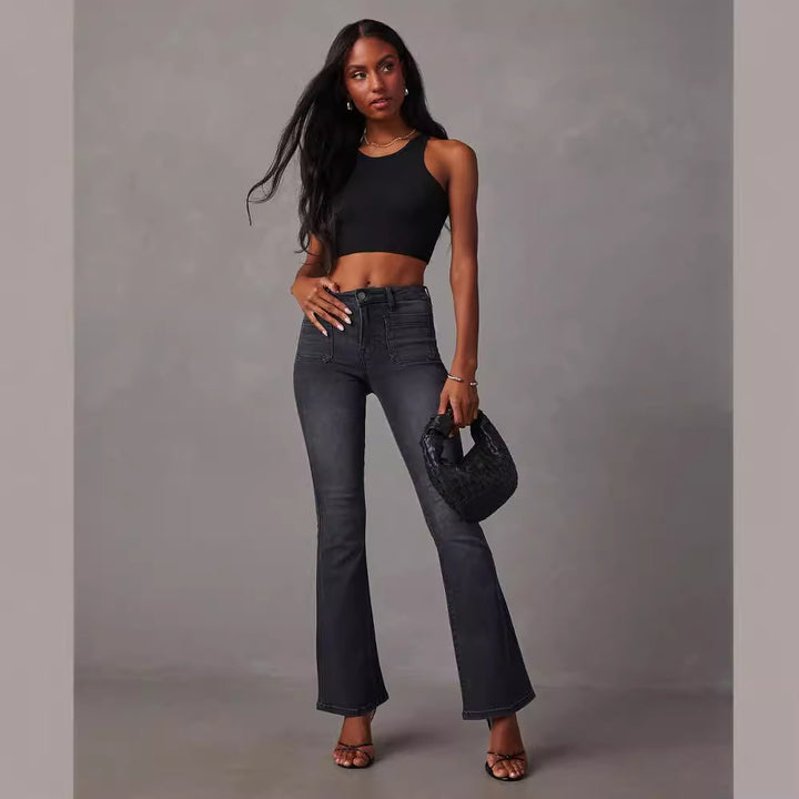 Damer flared jeans med højtskåret talje og moderne vask Stilla