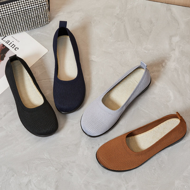 Dame Slip-On Strik Ballet Flats med ergonomisk fodseng Stilla