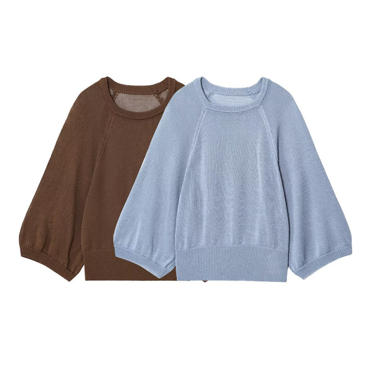 Dame afslappet sweater med overskårne ærmer og rund halsudskæring Stilla