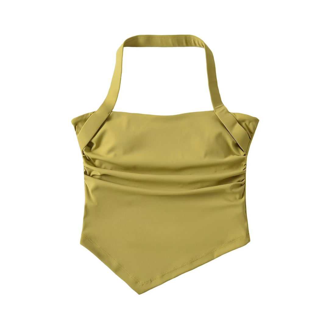Dame top med elegant indpakningsudseende og fint flæse design Stilla