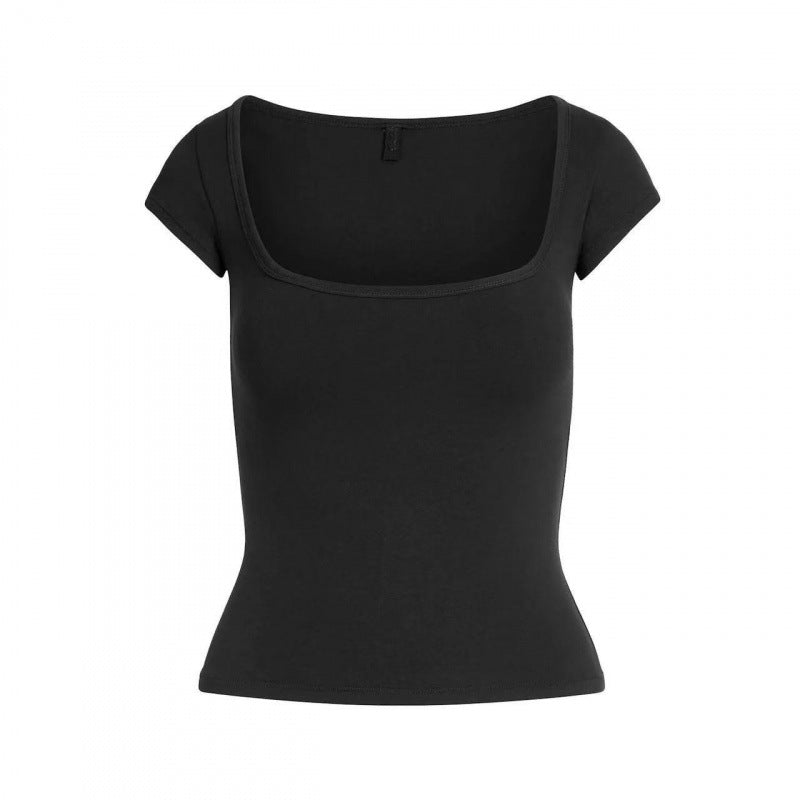 Dame Fitted Kvadrat-Hals T-Shirt Stilla
