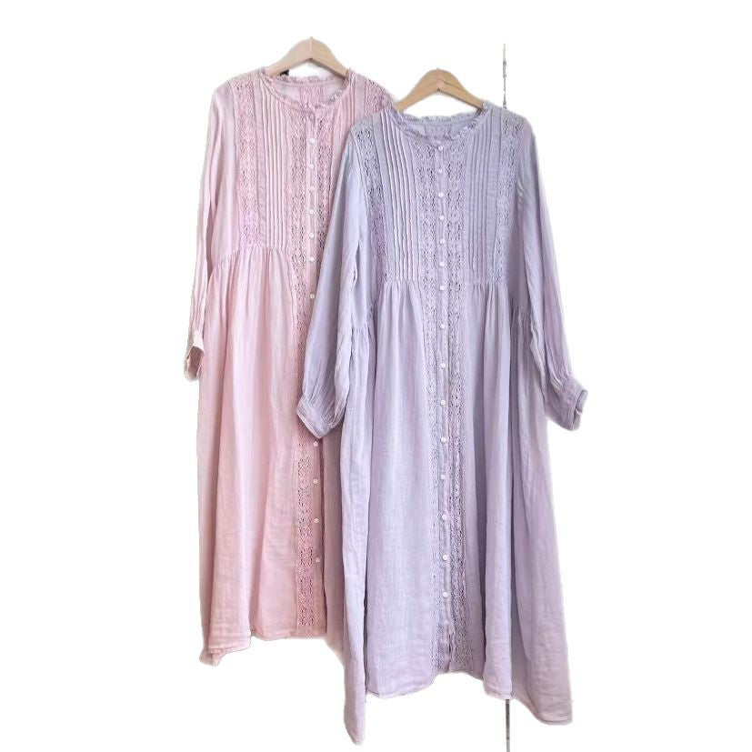 Femme Boho Maxi Kjole med kompliceret blonde Detalje Stilla