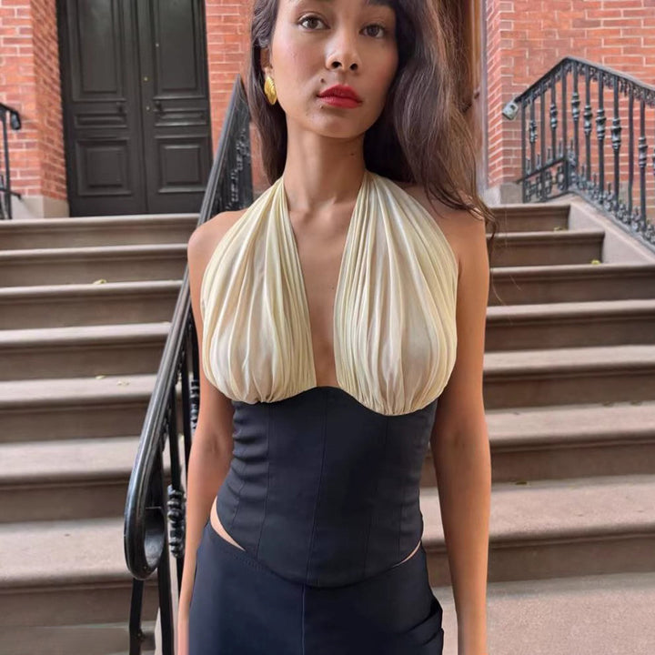 Damer haltertop med elegant draperingseffekt Skovae