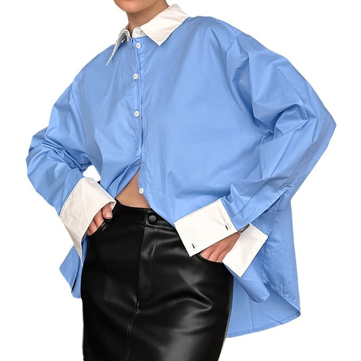 Dame casual skjorte med kontrastsnit og oversized skæring Stilla