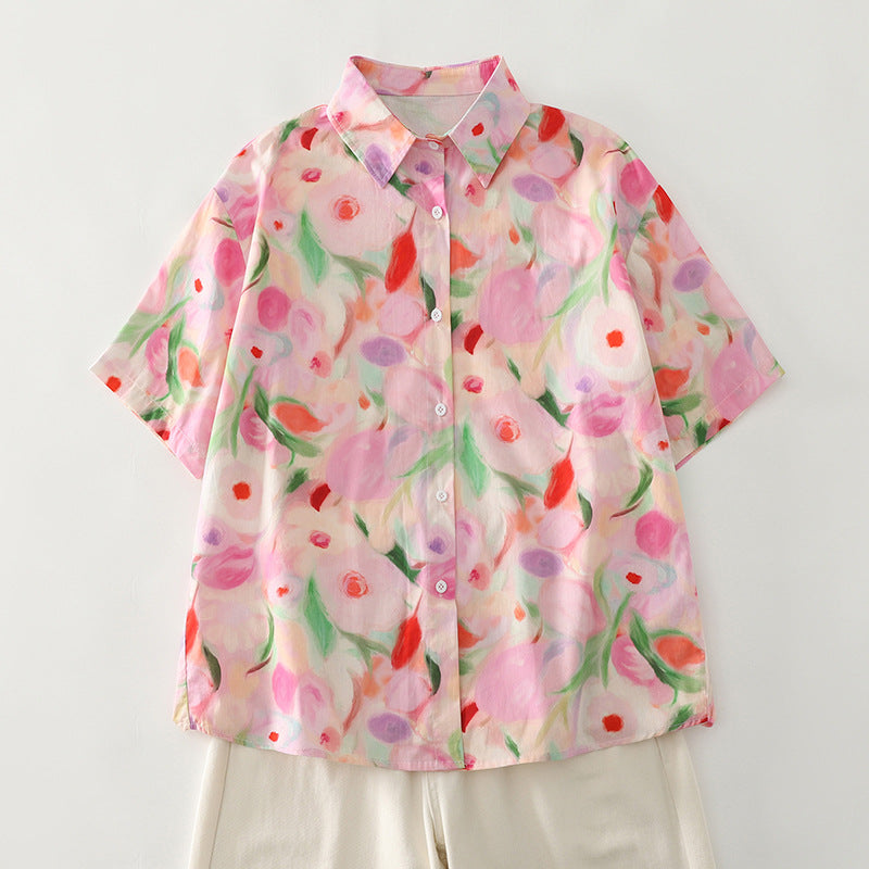 Damebluse med blomsterprint Stilla