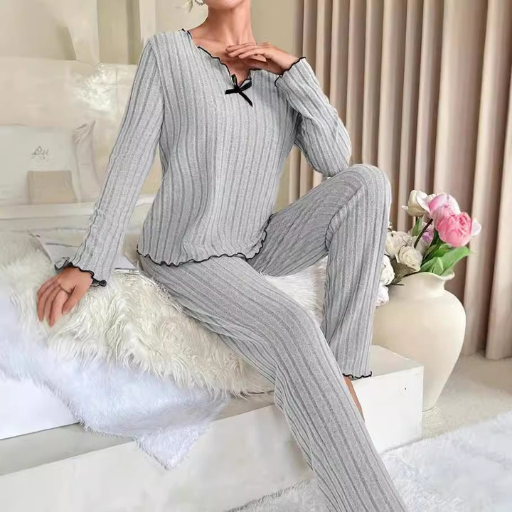Dame pyjamas i elegant ribdesign Stilla
