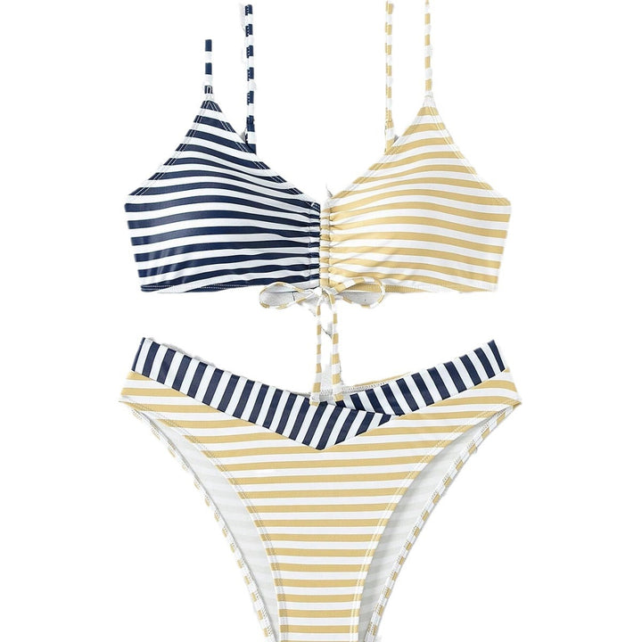 Dame Triangel-Bikini med raffineret knude og moderne stribemønster Skovae