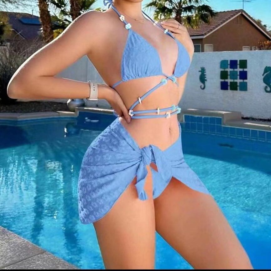 Dame Bikini-sæt med innovativt omslagsskørt Skovae