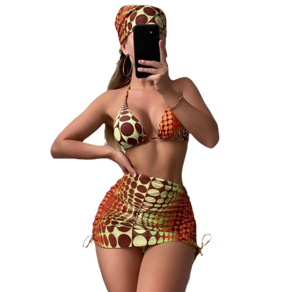Dame Triangel-Bikini med Skørt Skovae