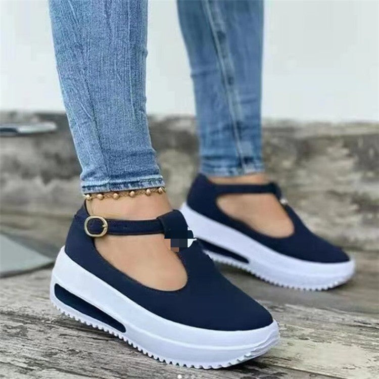 Dame mode Plateau-sneakers med justerbar rem og åndbar sål Stilla