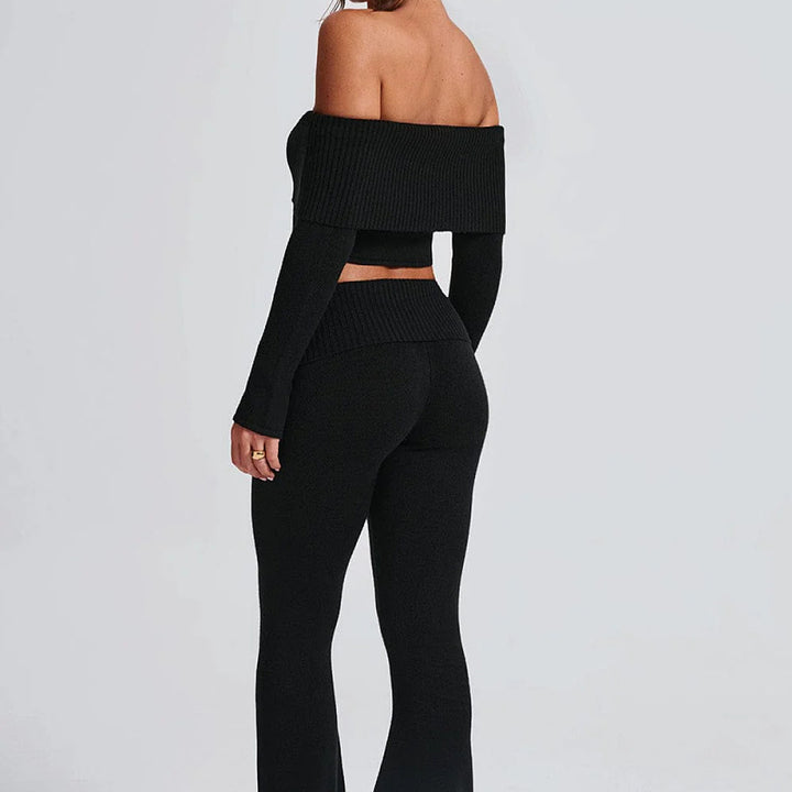 Dame sæt bestående af off-shoulder top og flared leggings Stilla