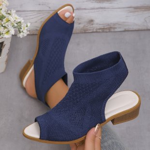 Dame Åben Mules med Strikkedesign og Retro-Blockhæl Stilla