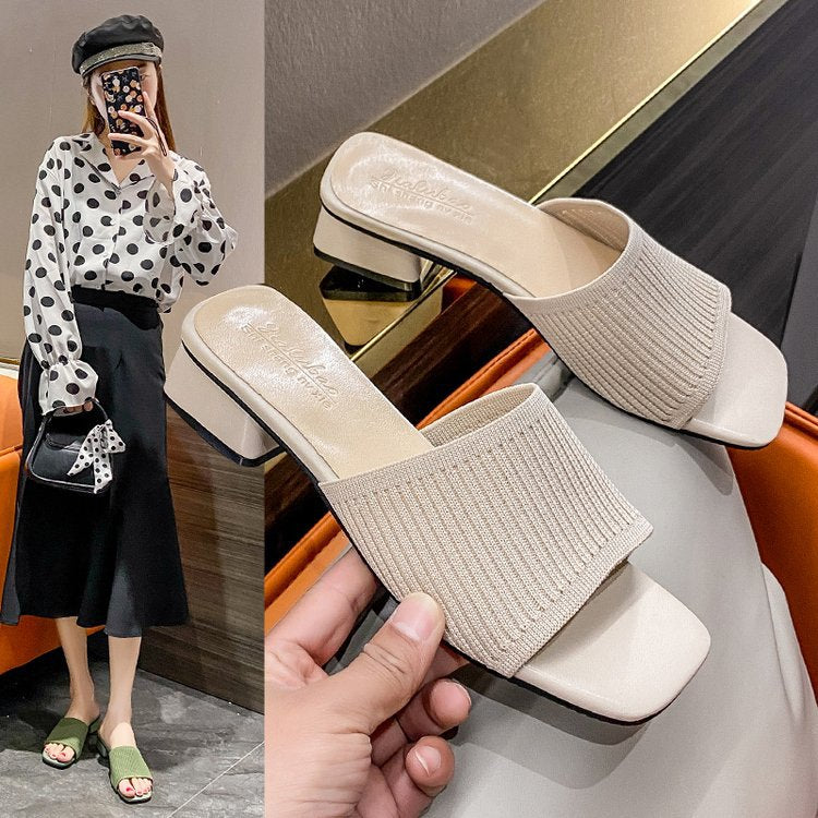 Dame åbne blokhæl-sandaler med elegant rippedesign Stilla
