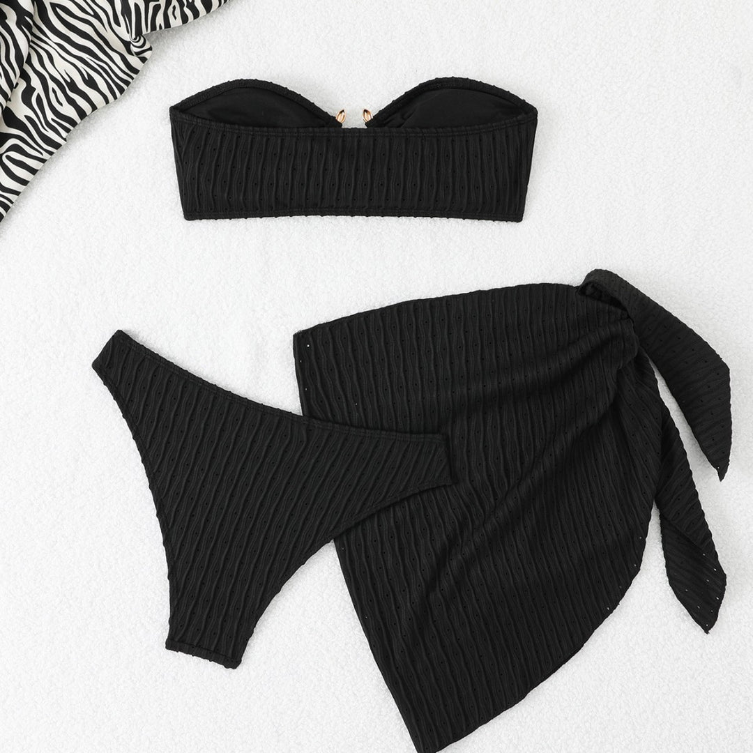 Dame Strapless Volan Bikini og Nederdel Sæt Stilla