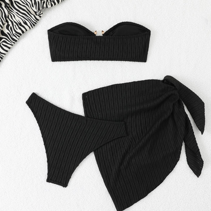 Dame Strapless Volan Bikini og Nederdel Sæt Stilla