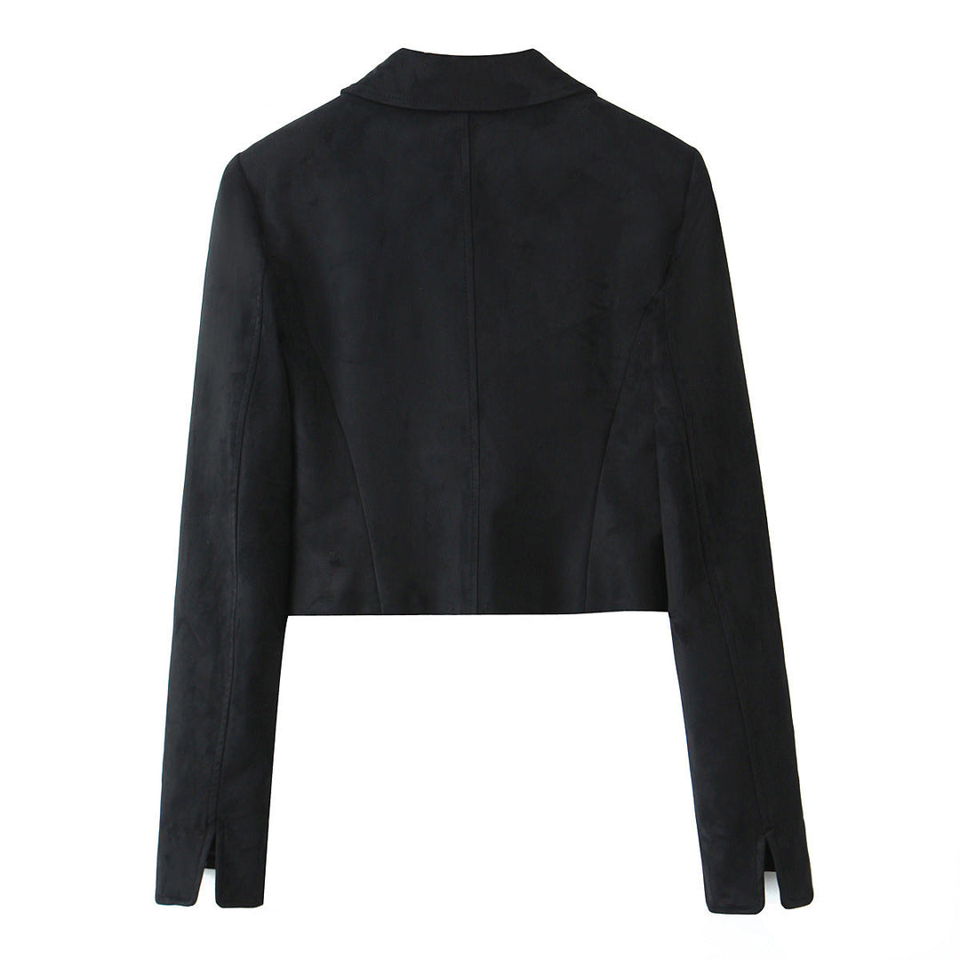 Stilla | Cozy Langærmet Frakke Suede Mini Skørt Sæt