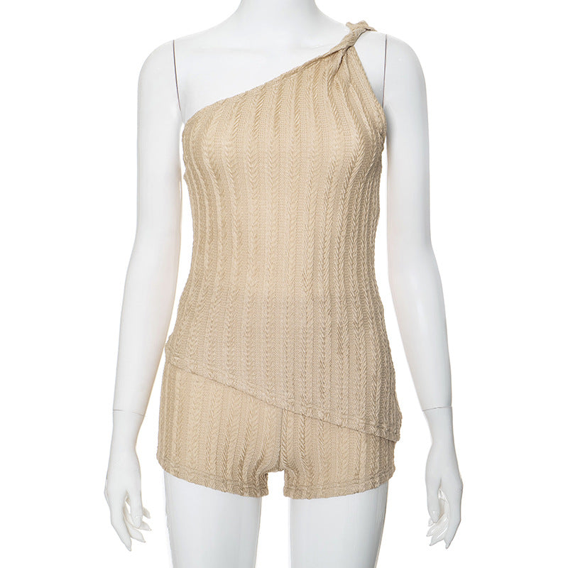 Femme Asymmetrisk Strik-Overall Stilla