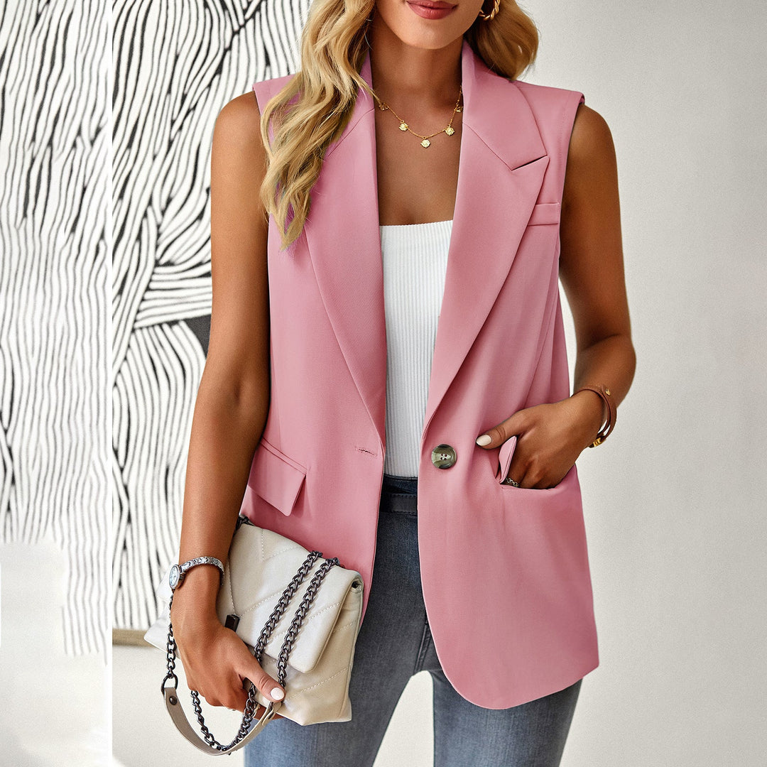 Dame Casual Blazer Uden Ærmer med Taljeret Snit og Elegante Lommer Skovae