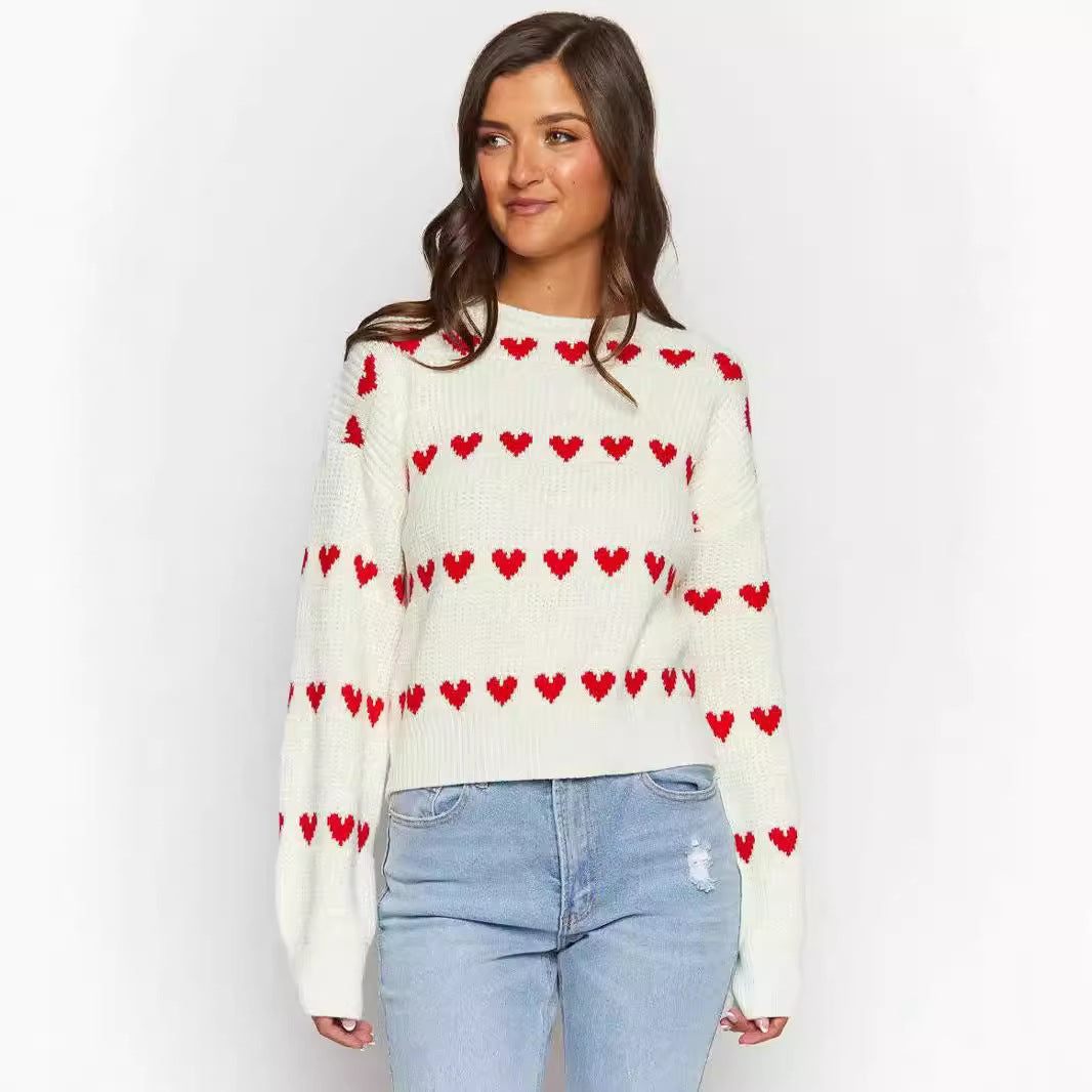 Kvinders hyggelige hjerte sweater med blødt strik mønster Stilla