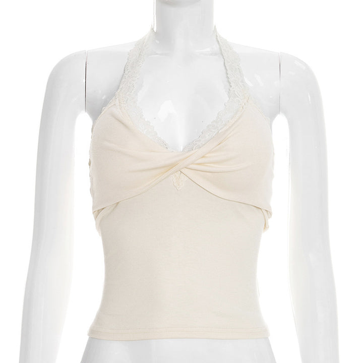 Dame Elegant halterneck top med spidst detaljer Skovae