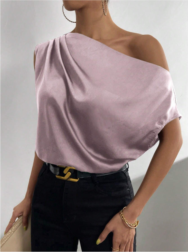 Dame Elegante, skulderfri satin top Skovae