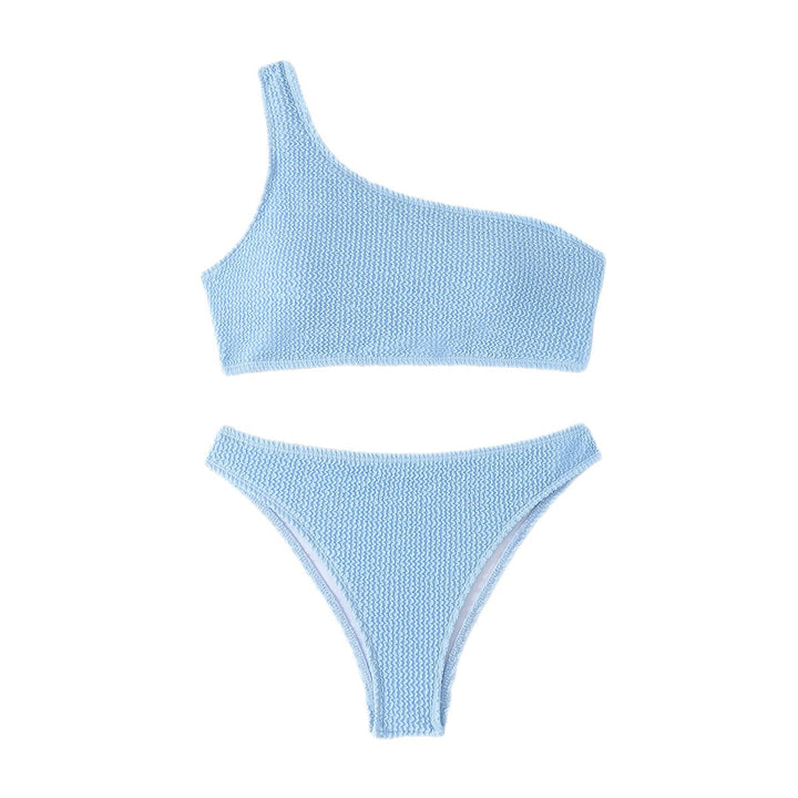 Dame asymmetrisk bikini-sæt med struktureret top og høj benudskæring Stilla