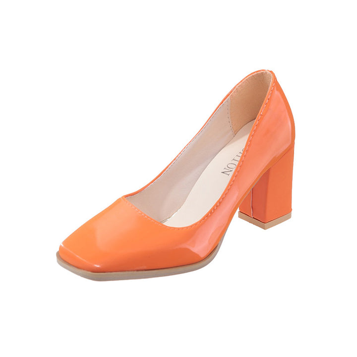 Dame elegante pumps med kvadratisk tåhætte og høj blokhæl Stilla