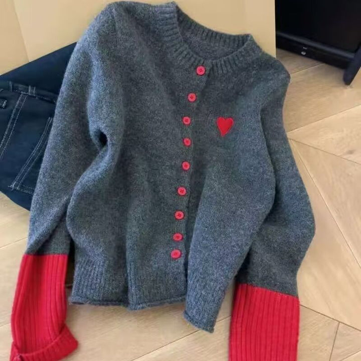 Kvinders hyggelige bløde cardigan med bomuldsblanding og moderne accentfarver Stilla