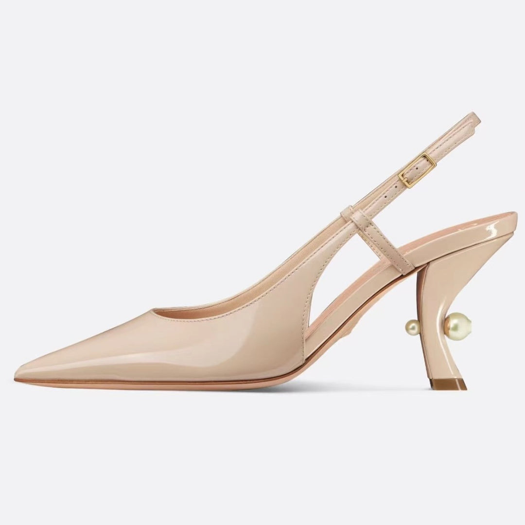 Dame Slingback hæl sko med unikt skulpturelt hældesign Stilla