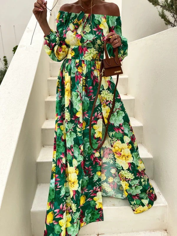 Dame Off-Shoulder Blomster Maxikjole Stilla