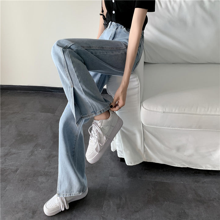 Kvindernes bredskårne jeans med sideslids Stilla