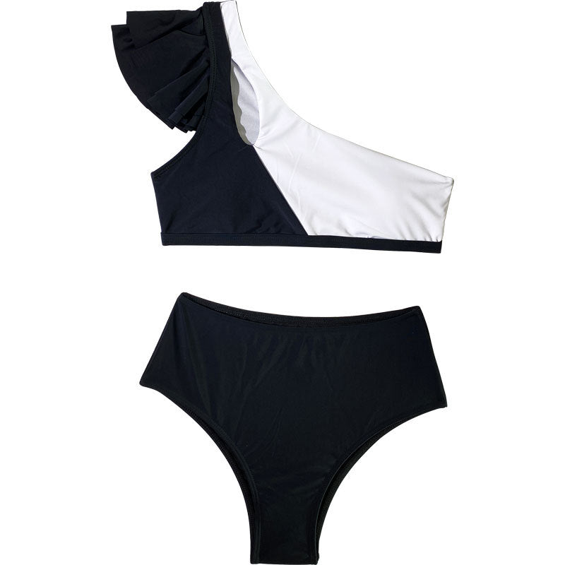 Dame asymmetrisk bikini-sæt med høj talje Skovae