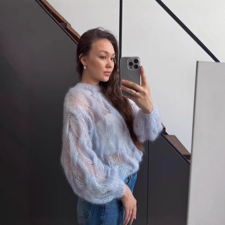 Dameblød Mohair Sweater med Voluminøse Ærmer Stilla