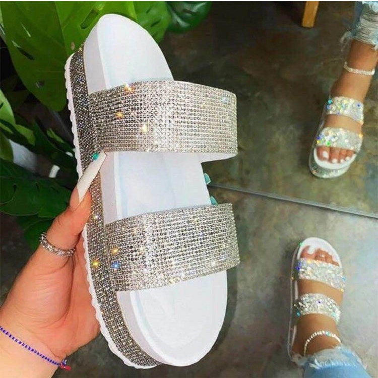 Dame Glamourøse Slippers med glitrende rhinsten detalje Stilla