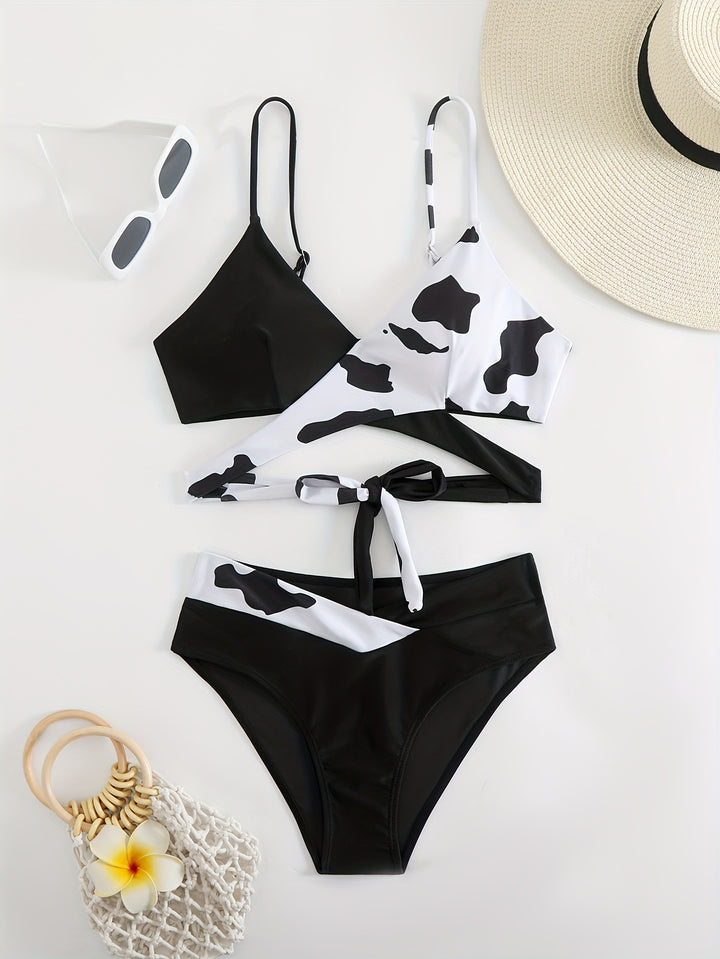 Dame trekant-bikini med sporty knude-design Skovae