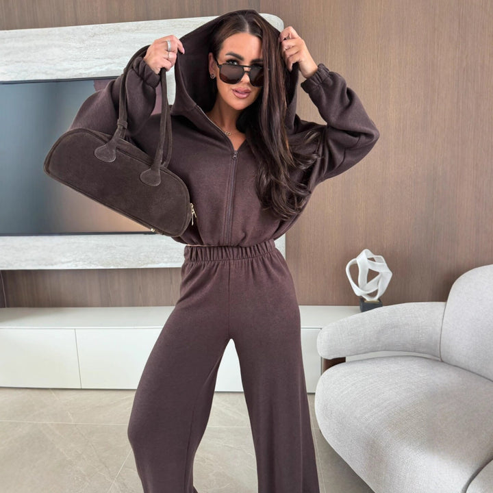 Kvinders loungewear-dragt med løstsiddende pasform og moderne hættebluse Skovae