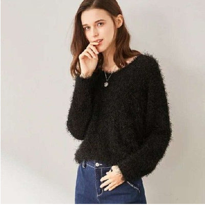 Femme Fluffy V-Udsnit Strikpullover Stilla