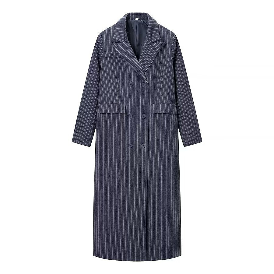 Kvindernes elegante striped trenchcoat med dobbelte knaplukninger og praktiske lommer Stilla