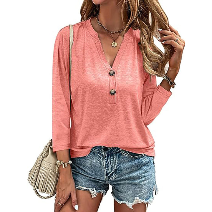 Dame Casual Longsleeve med knapdetaljer Stilla