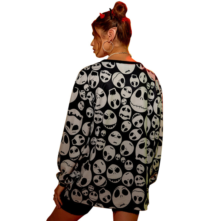 Dame oversized sweatshirt med unikt kraniedesign Stilla