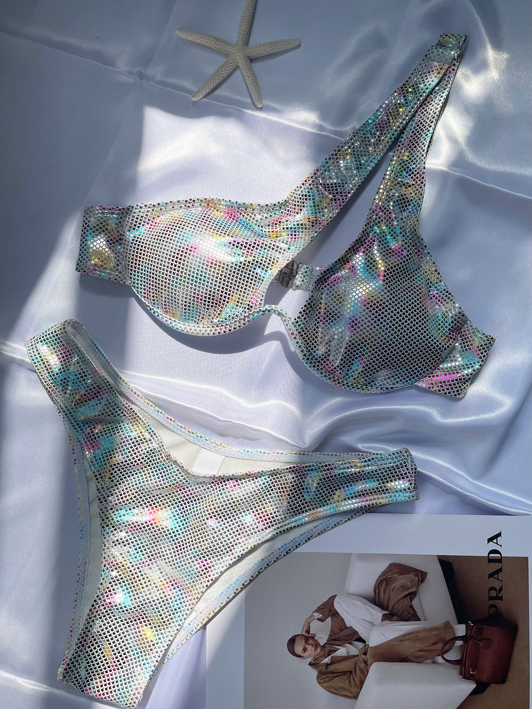 Femme Metallic Mesh Bikini Sæt Stilla