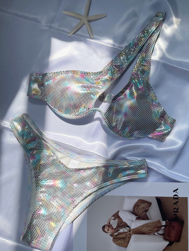 Femme Metallic Mesh Bikini Sæt Stilla