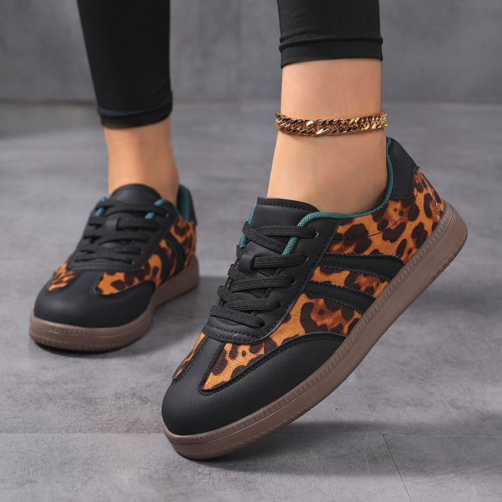 Dame nan leopardmønster wildlærgslook sneakers med ergonomisk polstret sål og skridsikre gummisåler skovae