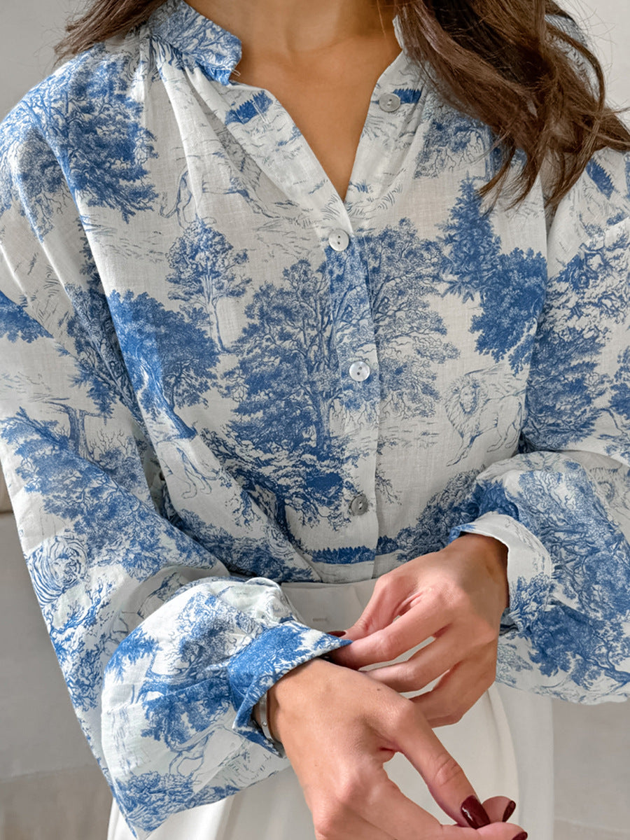Dame skjorte med blomsterprint og afslappet pasform Stilla